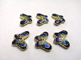 6Pcs Hand-Painted Cloisonne Butterfly Pendant
