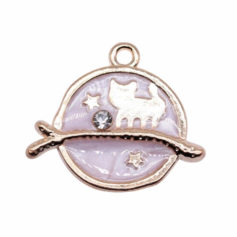10pcs KC Enamel Star Cat Branch Charms For Jewelry Making
