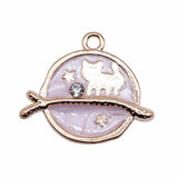 10pcs KC Enamel Star Cat Branch Charms For Jewelry Making