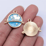 10pcs KC Enamel Star Cat Branch Charms For Jewelry Making