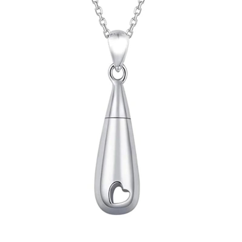 Teardrop Heart Urn Necklace Ashes Keepsake Stainless Steel Cremation Jewelry