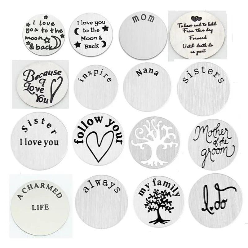 10Pcs 22mm Steel Letter Plate Charms For Bracelet DIY Jewelry Making