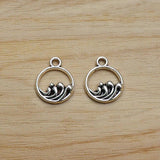 50 Tibetan Silver Wave Charms Pendants for DIY Jewellery Making