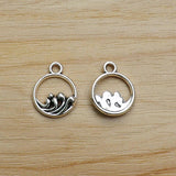 50 Tibetan Silver Wave Charms Pendants for DIY Jewellery Making