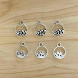 50 Tibetan Silver Wave Charms Pendants for DIY Jewellery Making