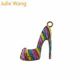 4PCS Alloy Enamel High Heels Pendant Charm for DIY Jewelry