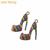 4PCS Alloy Enamel High Heels Pendant Charm for DIY Jewelry