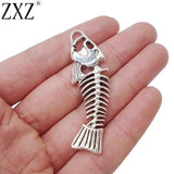 10pcs Large Fish Bone Skeleton Halloween Charms Pendants DIY Jewelry Making