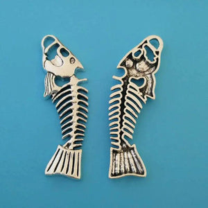 10pcs Large Fish Bone Skeleton Halloween Charms Pendants DIY Jewelry Making