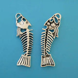 10pcs Large Fish Bone Skeleton Halloween Charms Pendants DIY Jewelry Making