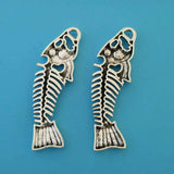 10pcs Large Fish Bone Skeleton Halloween Charms Pendants DIY Jewelry Making