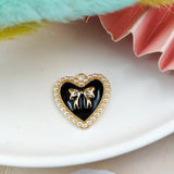 10pcs Pearl Heart Bow Alloy Charms Pendants for DIY Jewelry Making