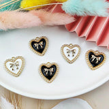 10pcs Pearl Heart Bow Alloy Charms Pendants for DIY Jewelry Making