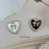 10pcs Pearl Heart Bow Alloy Charms Pendants for DIY Jewelry Making