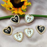 10pcs Pearl Heart Bow Alloy Charms Pendants for DIY Jewelry Making