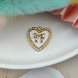 10pcs Pearl Heart Bow Alloy Charms Pendants for DIY Jewelry Making