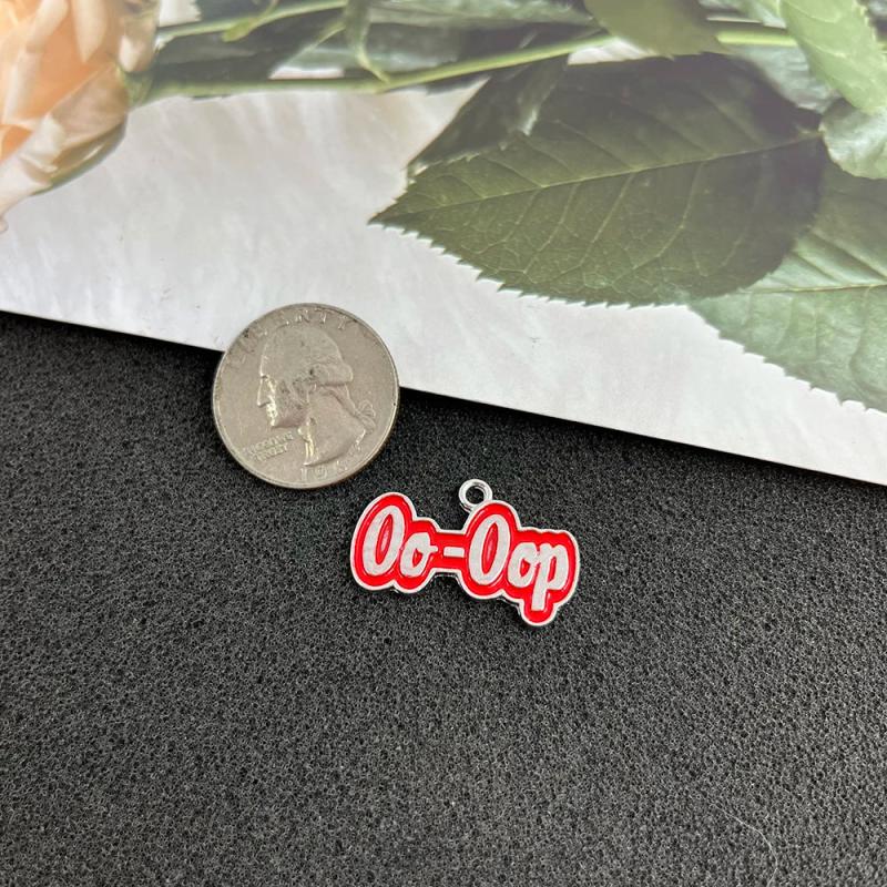 5Pcs Red Greek Letter Charms Pendant Keychains &bracelet Accessories