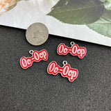 5Pcs Red Greek Letter Charms Pendant Keychains &bracelet Accessories