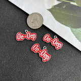 5Pcs Red Greek Letter Charms Pendant Keychains &bracelet Accessories