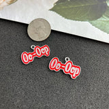 5Pcs Red Greek Letter Charms Pendant Keychains &bracelet Accessories