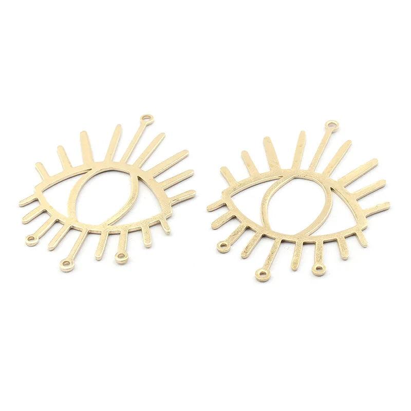 6pcs Brass Eye Shaped Charms for DIY Earrings 51x38mm