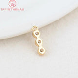 6PCS 3x11MM 24K Plated Brass Zircon Charms Pendants
