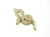 6pcs CZ Pave Snake Charm Stud Earring Attachment 25x14x3mm R1607