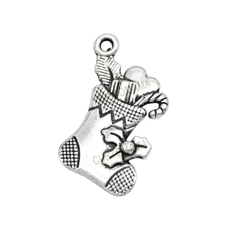 70pcs Tibetan Silver Christmas Stocking Charms Pendant 20x13mm