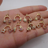 Zircon Plated Pendant Moon Stars Animal Charms DIY Earring Necklace