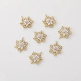 12pcs Snowflake Zircon Copper Charms Necklace Earring Pendant