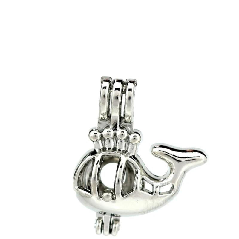 10PCS Whale Charms Pearl Cage Aromatherapy Diffuser Pendant Gift Necklace