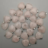 Rose Quartz Heart Pendant Natural Stone for Jewelry Making 50pcs/lot