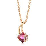 Rose Gradient Fuchsia Zircon Crystal Long Necklace