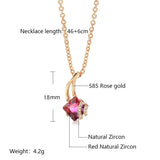 Rose Gradient Fuchsia Zircon Crystal Long Necklace