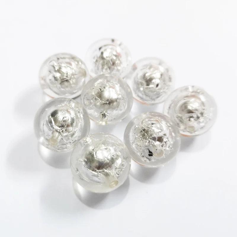 100pcs Clear Beads Inside Foil Beads for Kids Necklace/Bracelet Making