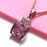 14K Rose Romantic Pink Gemstone Necklace for Women