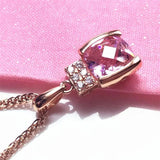 14K Rose Romantic Pink Gemstone Necklace for Women