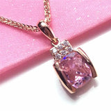 14K Rose Romantic Pink Gemstone Necklace for Women