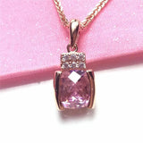 14K Rose Romantic Pink Gemstone Necklace for Women