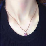 14K Rose Romantic Pink Gemstone Necklace for Women