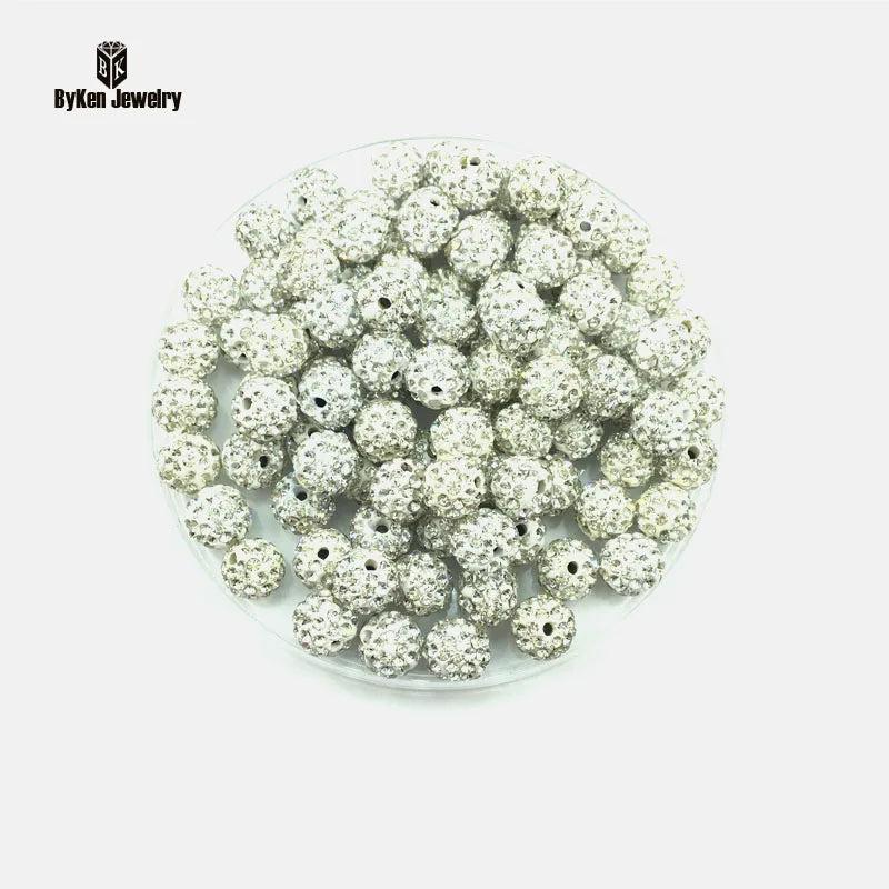 200pcs 10mm 6 Row High Micro Pave CZ Disco Crystal Paved Bead Ball Spacer