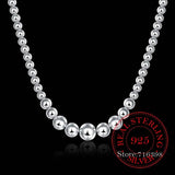 Real 925 Silver Charm Chain Beads Ball Necklace 18 Inches Silver Jewelry