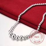 Real 925 Silver Charm Chain Beads Ball Necklace 18 Inches Silver Jewelry