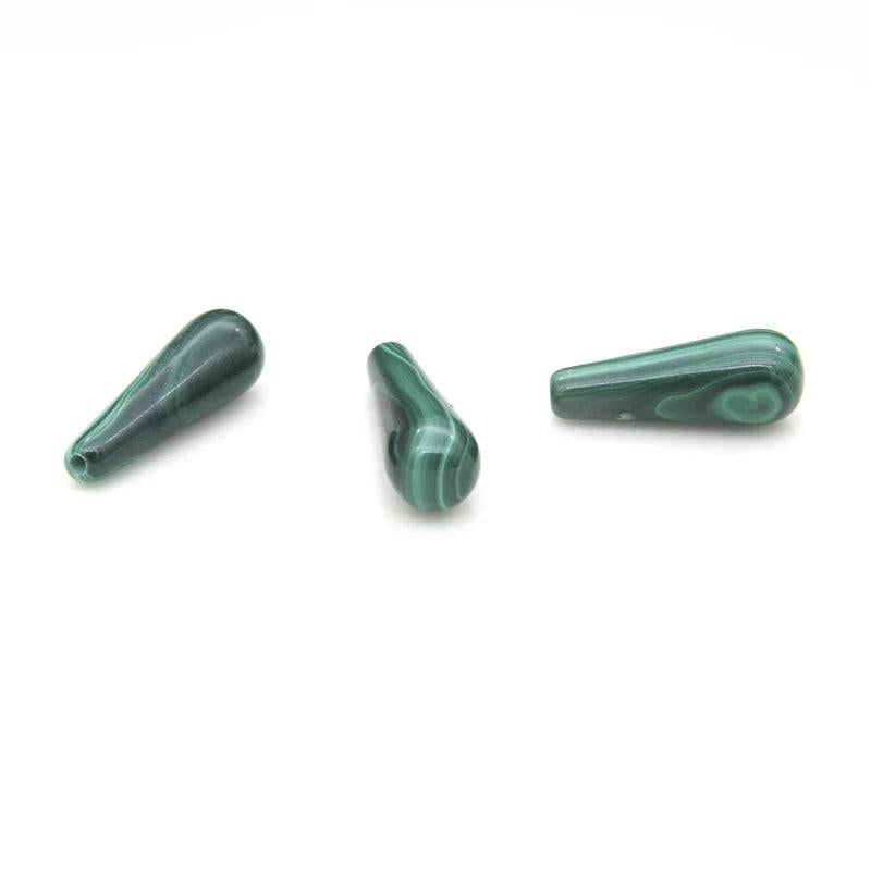 Malachite Half Drilled Beads Teardrop Semi Hole 6x16mm Natural