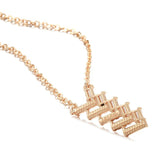 Rose Zircon Geometry Pendant Necklace Vintage Daily Jewelry