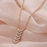 Rose Zircon Geometry Pendant Necklace Vintage Daily Jewelry