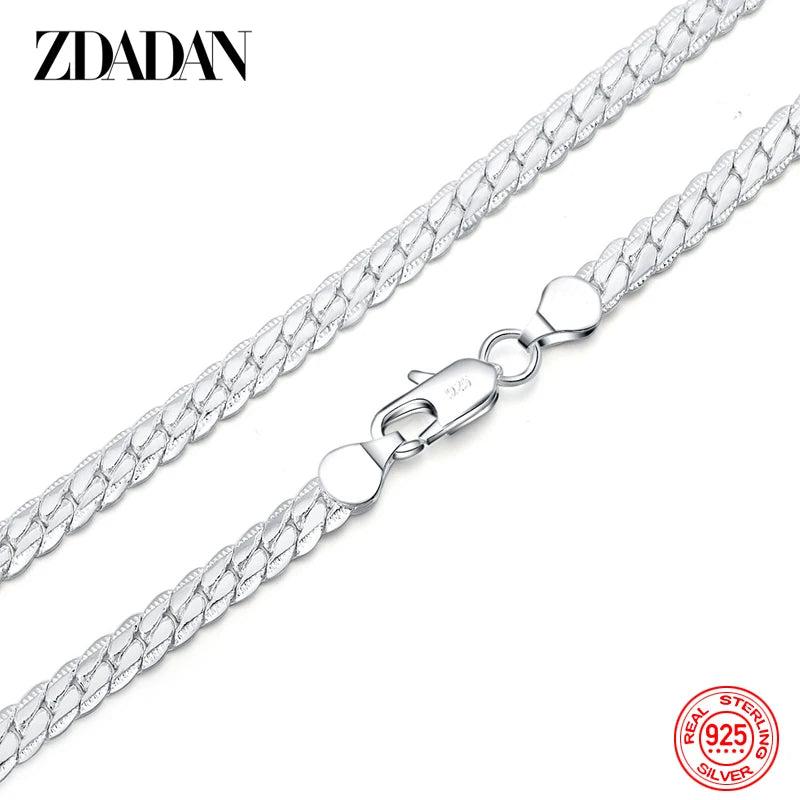 925 Silver 5mm Full Sideways Chain Necklace Gift