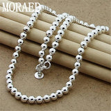 925 Silver 6mm Beads Ball Chain Necklace - Wedding Engagement