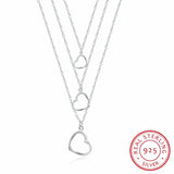 Lekani 925 Silver 3 Heart Necklace & Pendant Sterling Silver Chain Jewelry