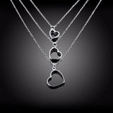 Lekani 925 Silver 3 Heart Necklace & Pendant Sterling Silver Chain Jewelry